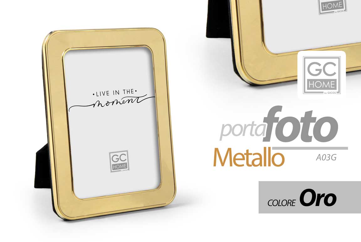 8025569877339 CORNICE PORTAFOTO DA TAVOLO FOTO MODERNO CLASSICO METALLO COLOR ORO 13*18 CM - immagine 1