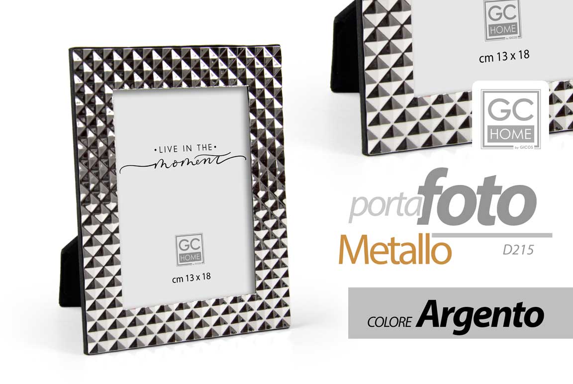 8025569877490 CORNICE PORTAFOTO DA TAVOLO MODERNO METALLO COLOR ARGENTO Rilievo BORCHIE 10*15 - immagine 1