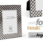 CORNICE PORTAFOTO DA TAVOLO MODERNO METALLO COLOR ARGENTO Rilievo BORCHIE 13*18