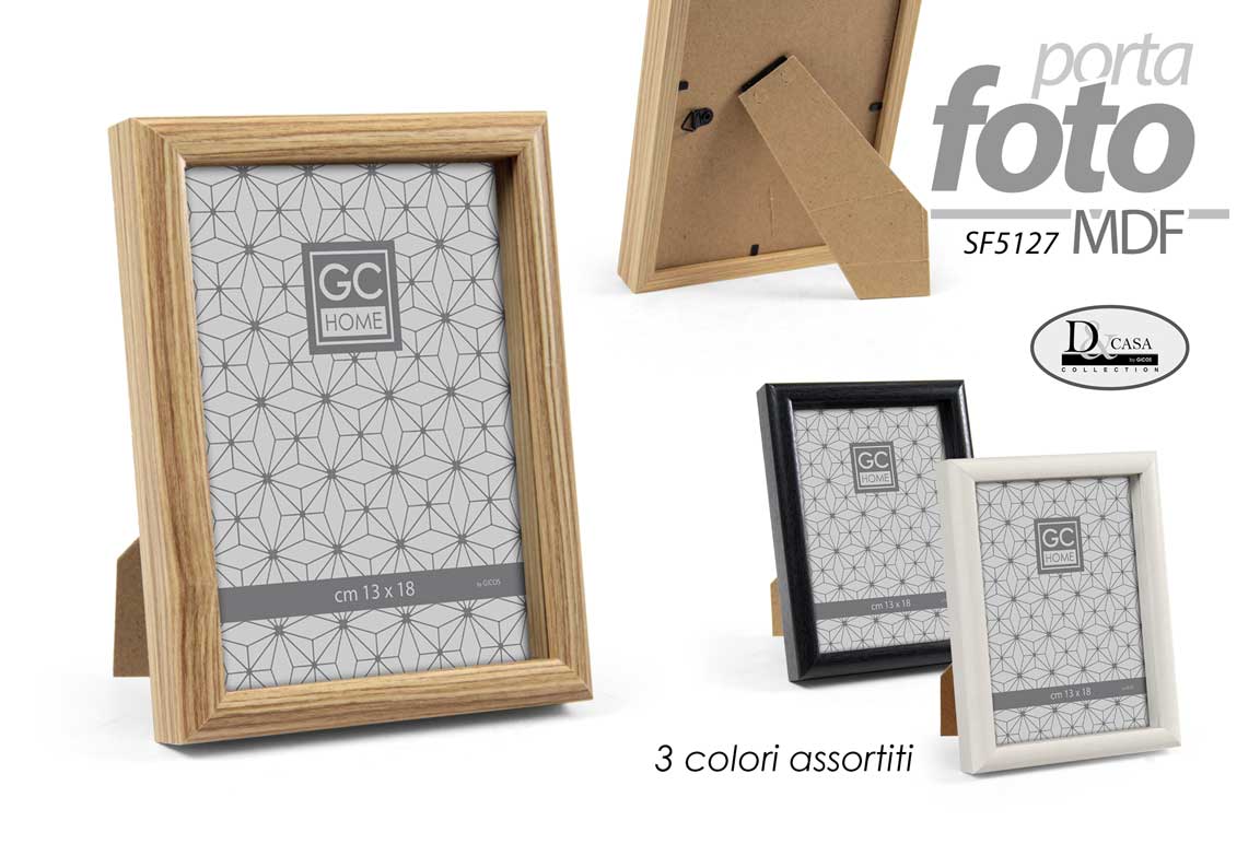 8025569877551 CORNICE PORTAFOTO DA TAVOLO MODERNA FOTO LEGNO MDF NERO BIANCO LEGNO ASSOR 20*25 - immagine 1