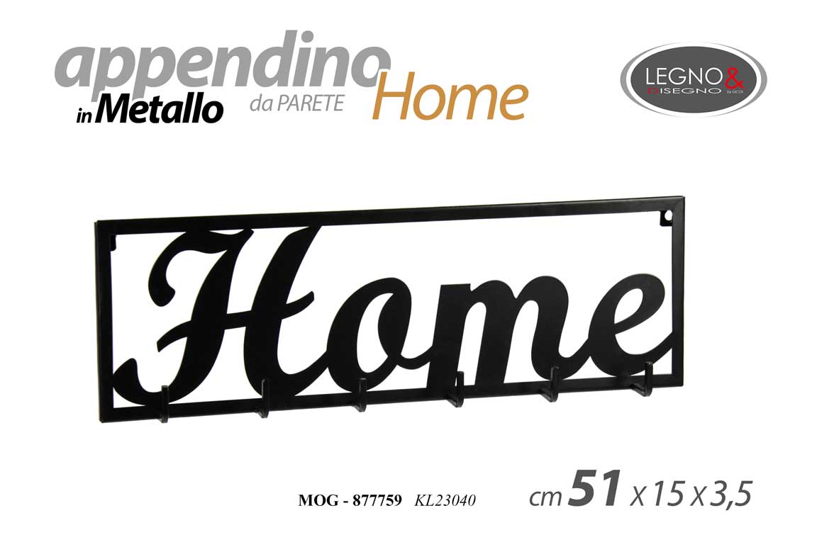 8025569877759 APPENDINO DA PARETE METALLO HOME APPENDIABITI Attaccapani GANCI 51*15*3,5 CM - immagine 1