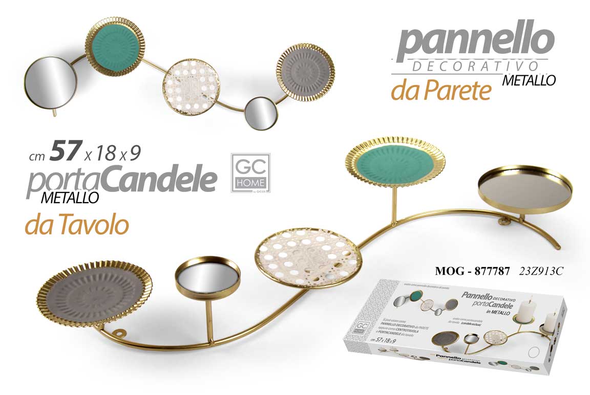 8025569877797 PORTACANDELE TAVOLO ALZATA CANDELA CANDELABRO Candeliere METALLO COLOR 57*18*9cm - immagine 1