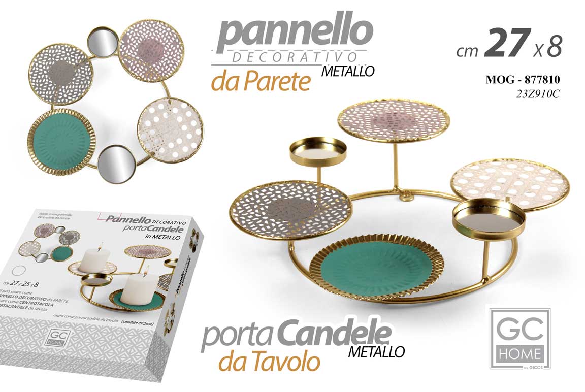8025569877810 PORTACANDELE TAVOLO ALZATA CANDELA CANDELABRO Candeliere METALLO TONDO 27*25*8cm - immagine 1