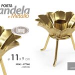 PORTA CANDELA CANDELABRO CANDERIERE DA TAVOLO MODERNO VINTAGE METALLO ORO 11*9cm