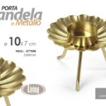 PORTA CANDELA CANDELABRO CANDERIERE DA TAVOLO MODERNO VINTAGE METALLO ORO 10*7cm