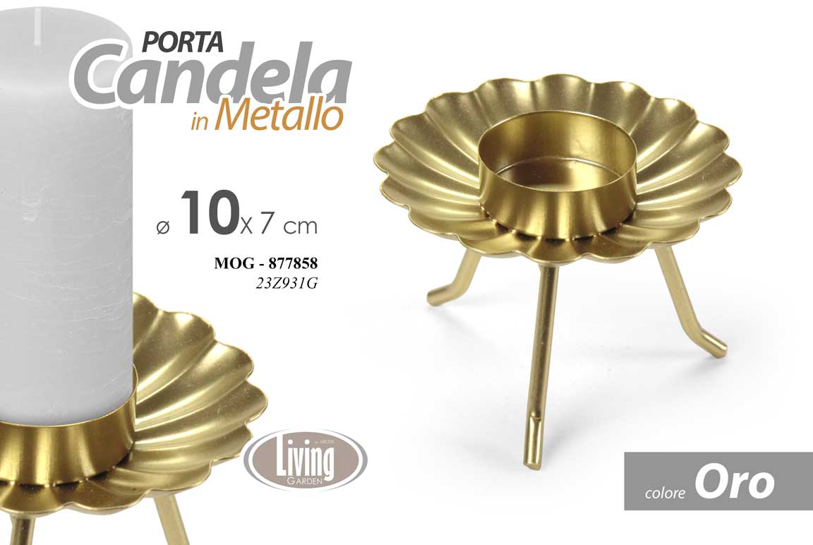 8025569877858 PORTA CANDELA CANDELABRO CANDERIERE DA TAVOLO MODERNO VINTAGE METALLO ORO 10*7cm - immagine 1