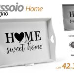 Vassoio cucina colazione moderno vintage cuore sweet home legno ass 42x30x7