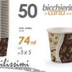 50 Bicchierini caffè carta riciclabile espresso bar ufficio casa carta 74ML 6 cm