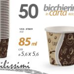 50 Bicchierini caffè carta riciclabile espresso bar ufficio casa carta 85ML 6 cm