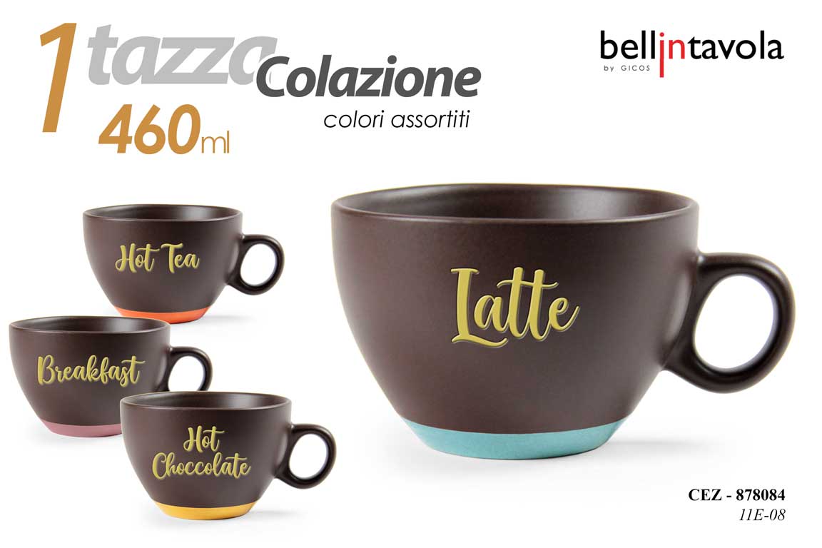 8025569878084 Tazza colazione jumbo cereali latte moderna ceramica urban chic assortite 460 ml - immagine 1