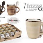 Tazzina caffè espresso con cucchiaino rustica vintage ceramica color ass 100 ml