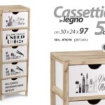 CASSETTIERA 5 CASSETTI SLIM SALVASPAZIO LEGNO NATURALE BIANCA MARRONE 97*30*24cm