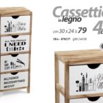 MOBILETTO CASSETTIERA SLIM SALVASPAZIO 4 CASSETTI CLASSICO MODERNO DECO 79*30*24