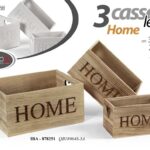 3 CASSETTE PORTA OGGETTI PIANTA CENTROTAVOLA VASO LEGNO CASA GIARDINO 30/25/20cm