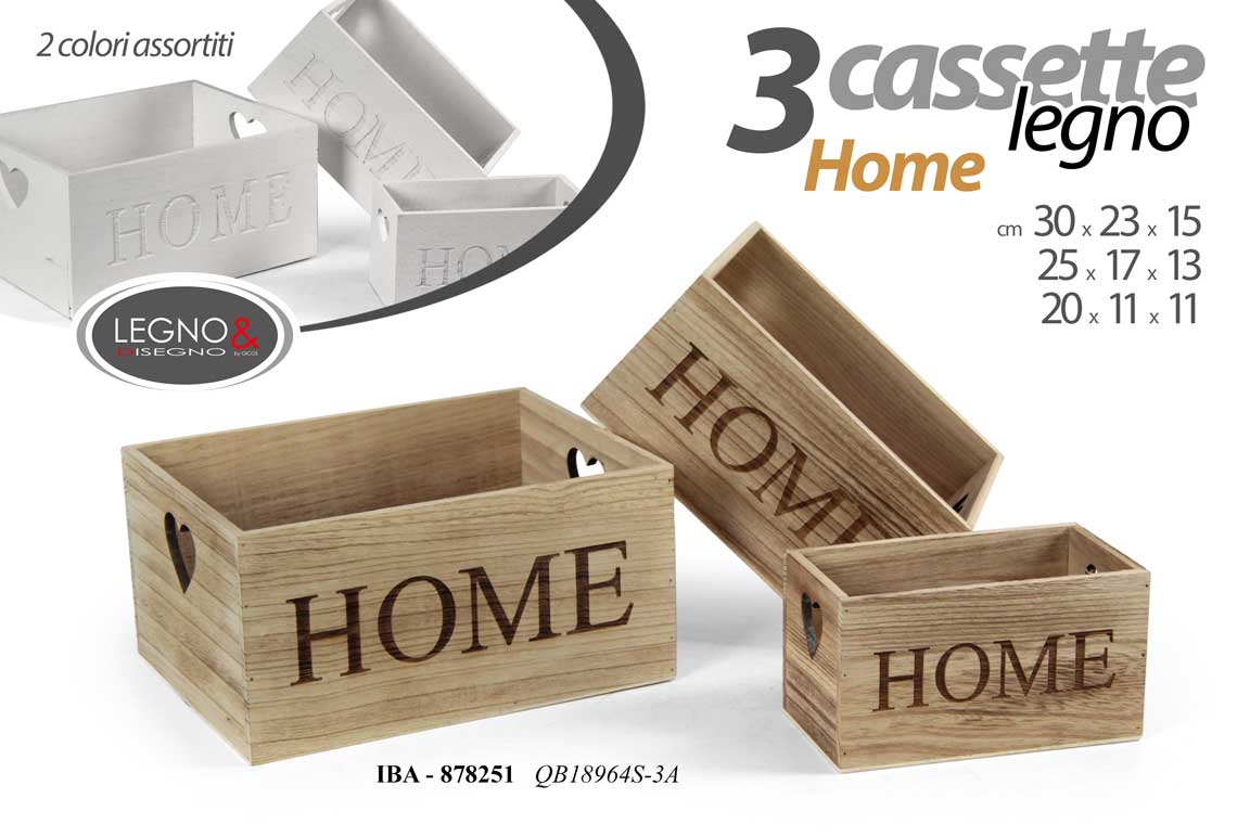 8025569878251 3 CASSETTE PORTA OGGETTI PIANTA CENTROTAVOLA VASO LEGNO CASA GIARDINO 30/25/20cm - immagine 1