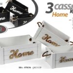 3 CASSETTE LEGNO PORTA OGGETTI BOMBONIERE CASSETTA ARREDO HOME ASSORT 38-33-28cm