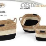 3 CESTE CESTA PORTABIANCHERIA BAGNO SALOTTO LAVANDERIA VIMINI CORDA QUADRATA