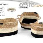 3 CESTE CESTA PORTABIANCHERIA BAGNO SALOTTO LAVANDERIA VIMINI CORDA RETTANGOLARE