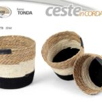 3 CESTE CESTA PORTA OGGETTI BIANCHERIA BAGNO SALOTTO LAVANDERIA VIMINI TONDE