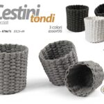 3 Cesti contenitori corda intrecciata moderni porta oggetti cucina casa ass 17cm