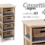 CASSETTIERA SLIM SALVASPAZIO LEGNO 4 CASSETTI VIMNI CUCINA BAGNO h83*33*31cm