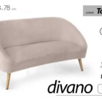 DIVANO 2 POSTI GAMBE LEGNO TESSUTO TEDD TORTORA CLASSICO MODERNO 135*68*h78
