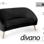 DIVANO 2 POSTI GAMBE LEGNO TESSUTO NERO TEDD NORDICO CLASSICO MODERNO 135*68*h78
