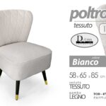 POLTRONA SEDUTA TESSUTO SEDIA GAMBE LEGNO MODERNO CLASSICA BIANCO 85*58*65 cm