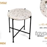 TAVOLINO PIEGHEVOLE SALVASPAZIO TONDO METALLO NERO TAVOLO PIANO BIANCO PIET 46cm