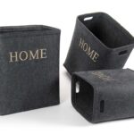 3 CESTE ARREDO SET PORTABIANCHERIA CESTA VESTITI RETTANGOLARE NERO 55-50-45 cm