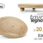 CENTRO TAVOLA CUCINA CASA PIEDISTALLO VASSOIO RIALZATO BASE TONDO LEGNO 20*5CM