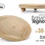 CENTRO TAVOLA VASSOIO RIALZATO CUCINA CASA PIEDISTALLO BASE TONDO LEGNO 35*5 cm