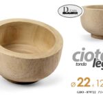 CIOTOLA TONDA LEGNO NATURALE CUCINA APERITIVO CASA SVUOTA TASCHE 22*12 cm