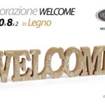 DECORAZIONE DA TAVOLO PARETE SCRITTA LEGNO FRASE BENVENUTI WELCOME 40*8 CM