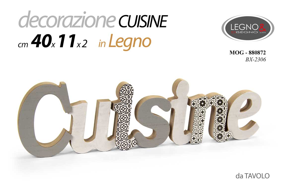 8025569880872 DECORAZIONE DA TAVOLO PARETE SCRITTA LEGNO FRASE CUCINA CUISINE 40*11*2CM - immagine 1