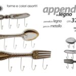 Appendino ganci parete cucina portastrofinacci posate legno metallo ass 37x11