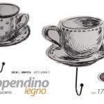 Appendino gancio cucina parete muro moderno legno tazzina caffè ass 19x17x1 cm
