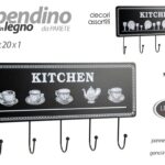 APPENDINO DA PARETE MURO Kitchen CUCINA LEGNO NERO GANCI METALLO ASSORT 35*20*1