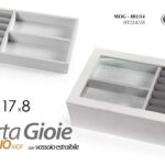 COFANETTO SCATOLA PORTA GIOIELLI GIOIE LEGNO BIANCO MDF DECO ASS 23*17*8 cm