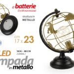 LAMPADA LUMETTO DA TAVOLO ABAT JOUR METALLO NERO ORO MAPPAMONDO LED MONDO 23 cm