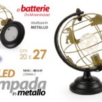 LAMPADA LUMETTO DA TAVOLO ABAT JOUR METALLO NERO ORO MAPPAMONDO LED MONDO 27 cm