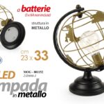 LAMPADA LUMETTO DA TAVOLO ABAT JOUR IN METALLO NERO MAPPAMONDO 10 LED MONDO 33cm