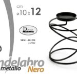 CANDELABRO CANDERIERE MODERNO IN METALLO NERO PORTA CANDELA 1 FIAMMA CHIC 12 cm