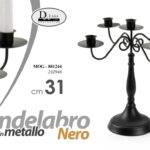 CANDELABRO CANDERIERE MODERNO RETRò METALLO NERO PORTA CANDELA 5 FIAMME 31 cm