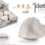 Ciotolina cuore rose bomboniera ciotola segnaposto porcellana bianca buffet 9 cm
