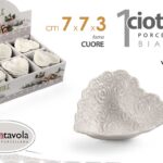 Ciotolina cuore rose bomboniera segnaposto porcellana bianca buffet 7x3 cm