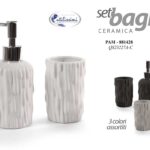 SET ACCESSORI BAGNO Dispenser DOSATORE PORTA Sapone BICCHIERE PORTA SPAZZOLINO C