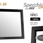 SPECCHIO DA PARETE NERO CORNICE LEGNO MDF MURO CLASSICO MODERNO 30*30 cm