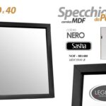 SPECCHIO DA PARETE CORNICE NERA LEGNO MDF MURO CLASSICO MODERNO 40*30 cm