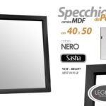 SPECCHIO DA PARETE 40*50 cm NERO CORNICE LEGNO MDF MURO CLASSICO MODERNO